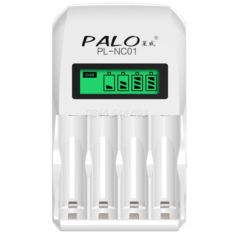 [Có bảo hành] Bộ sạc pin tiểu đa năng tự ngắt bốn khe PALO C907 Tặng 4 pin AA3000