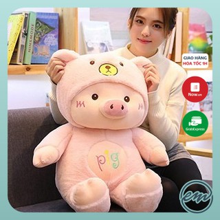 Gấu bông lợn , heo bông lợn đội mũ vải nhung mịn hàng cao cấp