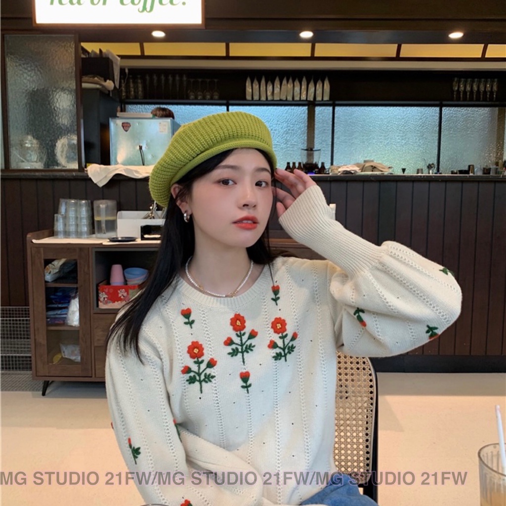 Mugua Sản Phẩm MG STUDIO / Mũ Beret Len Dệt Kim Màu Kẹo Ngọt Siêu Ngọt Ngào Thời Trang Thu Đông Phong Cách Hàn Quốc Cho Nữ Giới