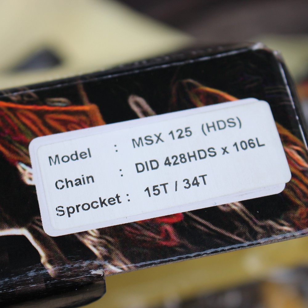 Nhông sên dĩa DID xe MSX 125 sên vàng (sên 10 ly) 428HDS-106L, 15T-34T