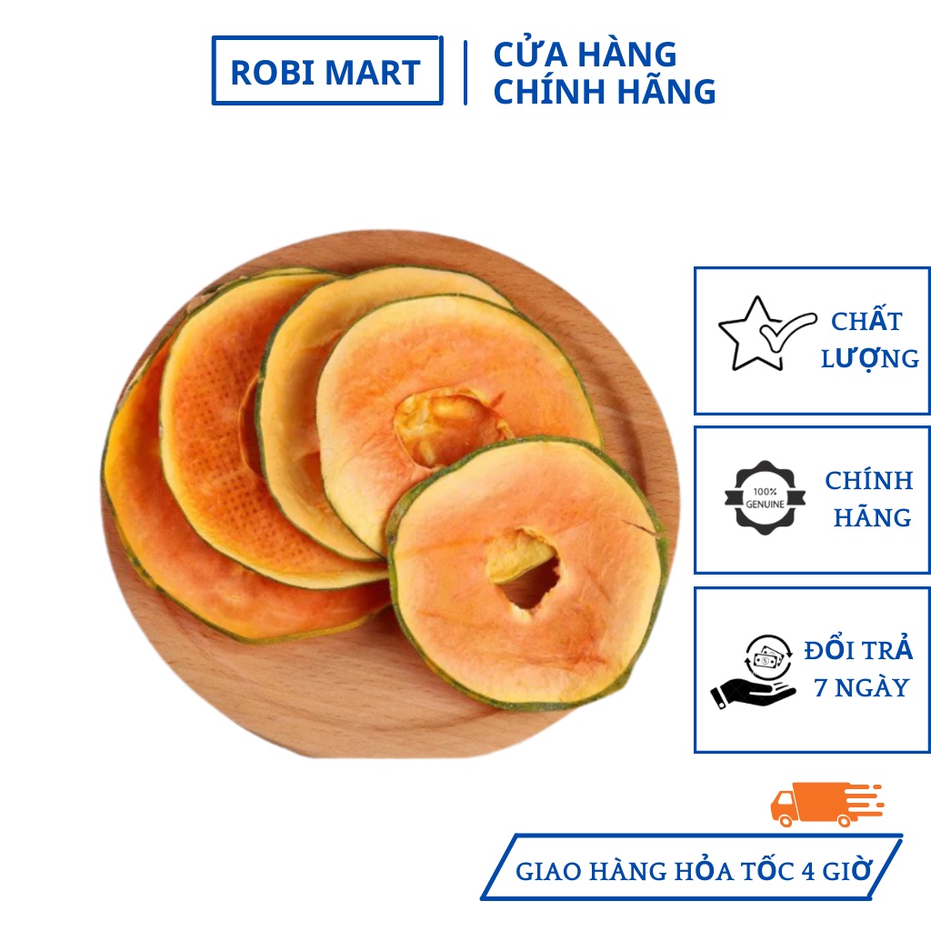 Đu đủ thái lát sấy lạnh Robimart 500g - Hàng loại 1 lát đẹp chính hãng