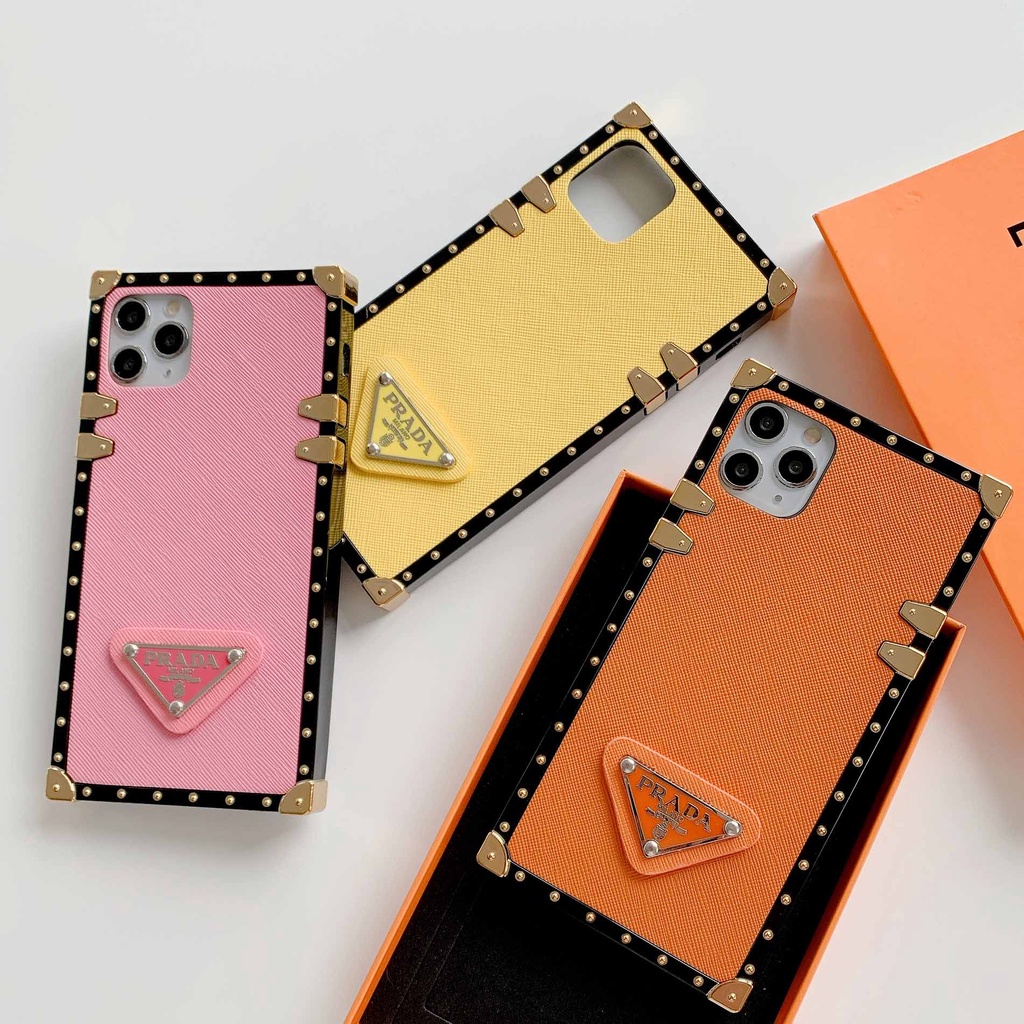 Ốp Điện Thoại Hình Vuông Màu Cam Thời Trang Cho iPhone 13promax 12 11 xsmax xr xs 7P