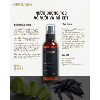 Bộ serum mọc tóc 30ml và nước dưỡng tóc 100ml vỏ bưởi và bồ kết herbario, kích thích mọc tóc chuyên sâu