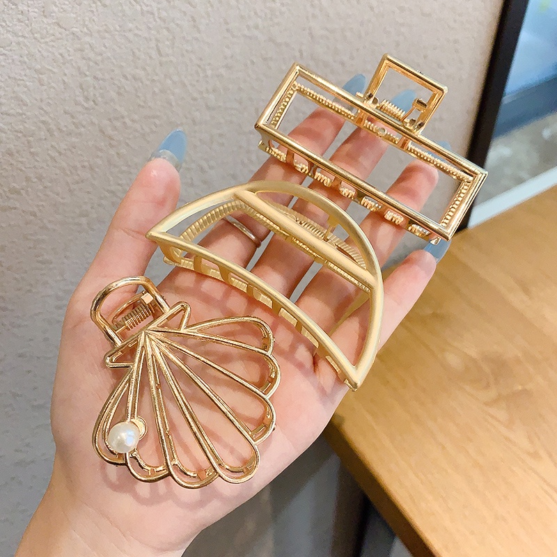 Kẹp tóc kim loại hình cá mập đơn giản phong cách Hàn Quốc