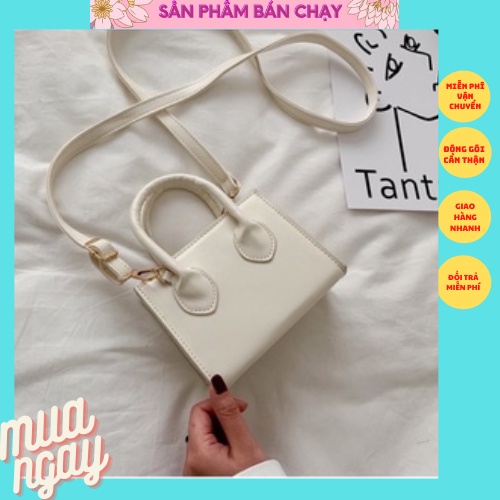 Túi đeo chéo mini hàn quốc màu trăng da mềm siêu hot - Túi da mềm giá rẻ