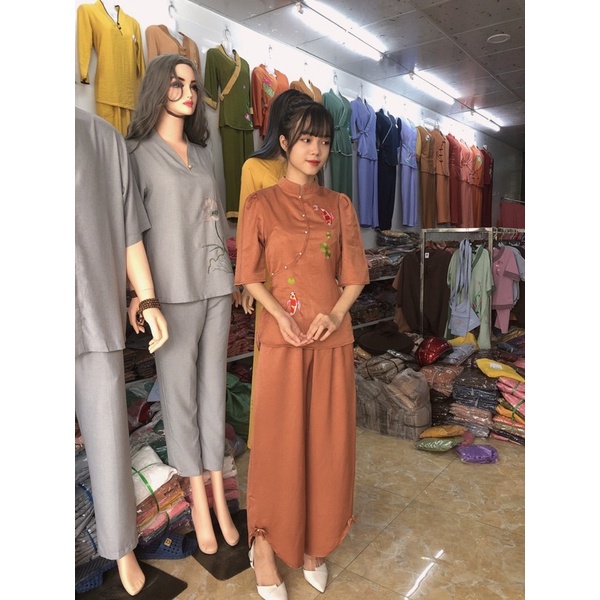 thời trang nữ lụa, đồ lam đi chùa cá ngọc