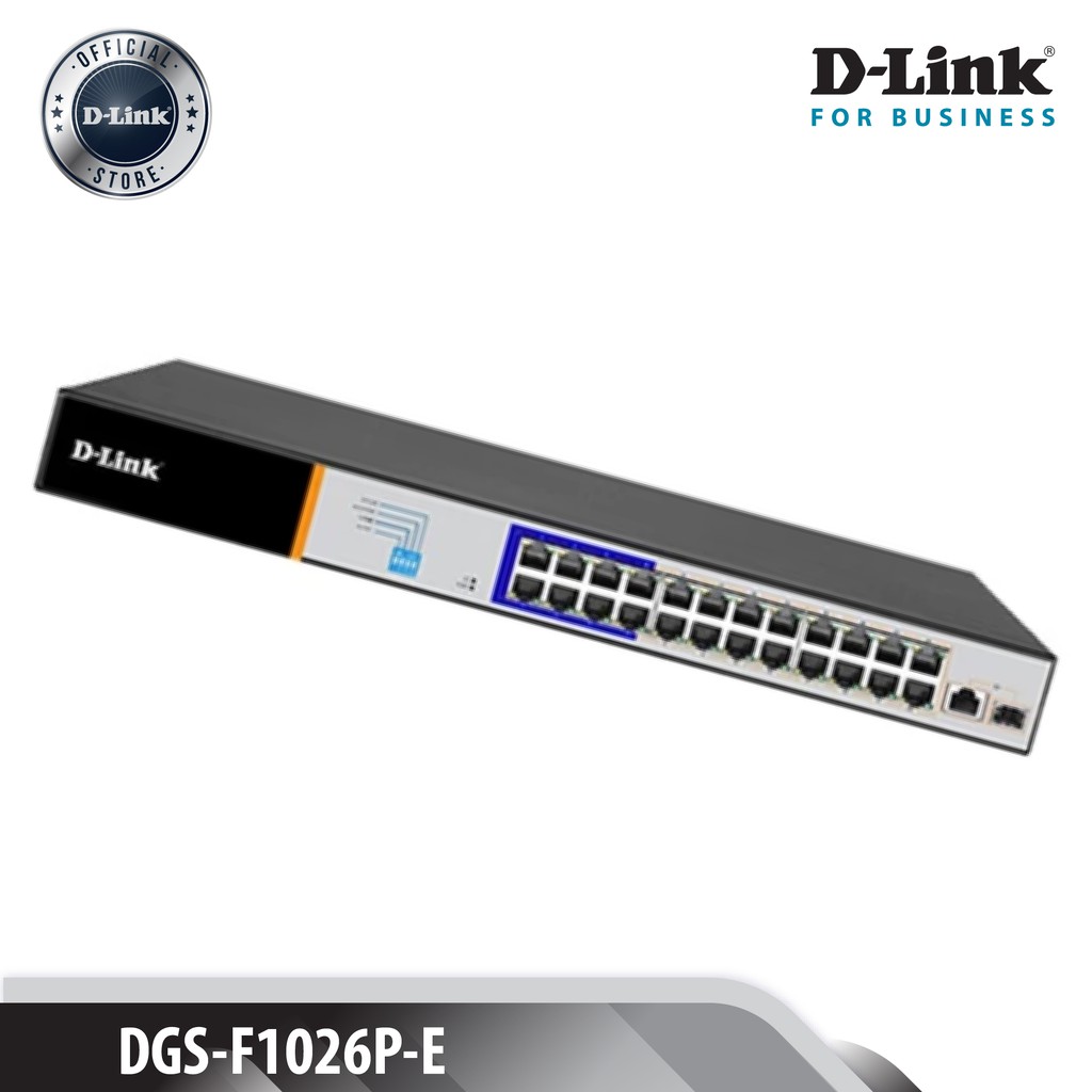 D-LINK DGS-F1026P-E - Bộ chia cổng mạng 26 cổng có PoE 250m 24 cổng 1000Mbps với 2 cổng SFP