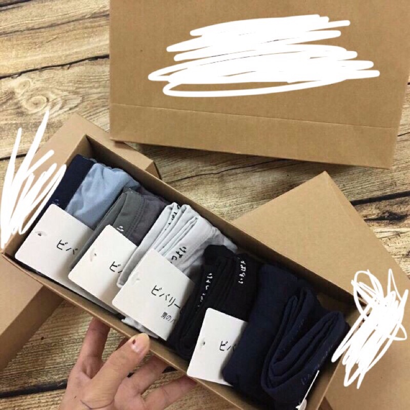 RẺ VÔ ĐỊCH -Hộp 5 quần lót đùi Nam xuất Nhật chất cotton cao cấp