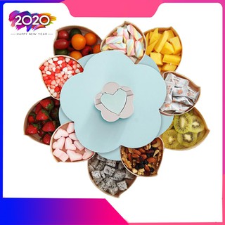 Khay mứt xoay 2 tầng 10 ngăn hình hoa chất liệu lúa mạch, khay đựng bánh kẹo siêu hot