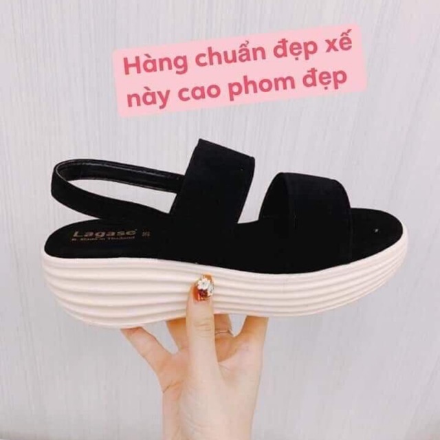 [XÁCH TAY THÁI] Sandal đen bánh mì đế cao 5p