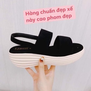 [XÁCH TAY THÁI] Sandal đen bánh mì đế cao 5p