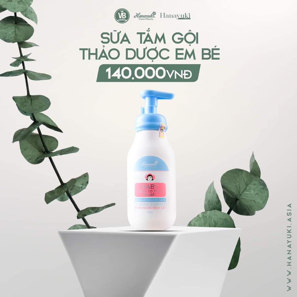 Sữa Tắm Gội Thảo Dược Cho Bé HANAYUKI Chai 150gr - Baby Top To Toe Wash