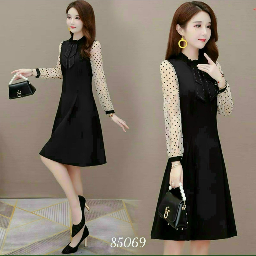 ĐẦM SUÔNG NỮ PHỐI TAY LƯỚI CỔ CÁCH ĐIỆU THỜI TRANG SANG TRONG TINH TẾ HHP