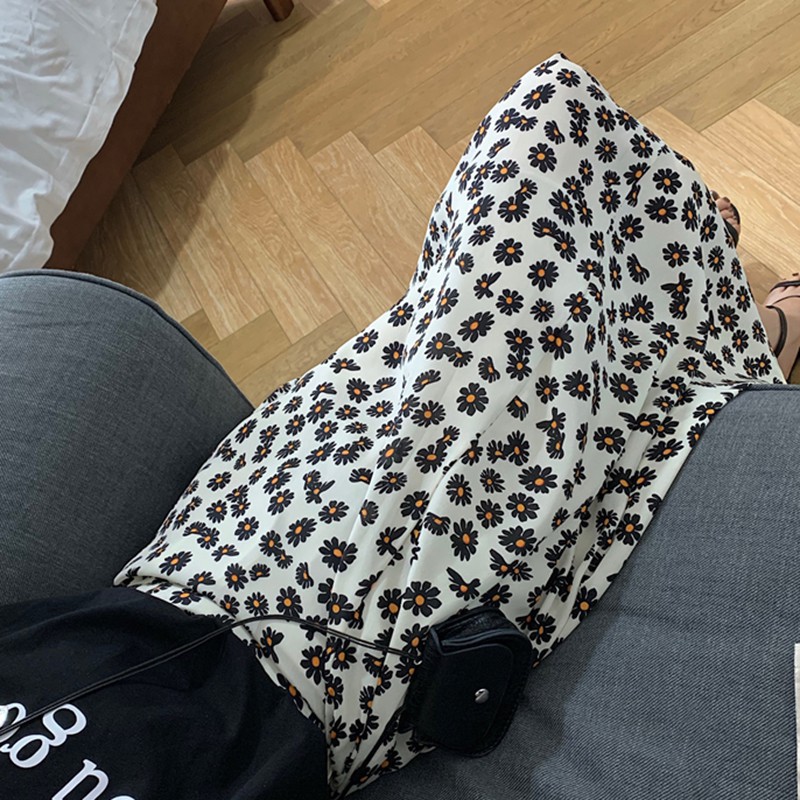 Chân váy chiffon dài lưng cao họa tiết in hoa cho nữ