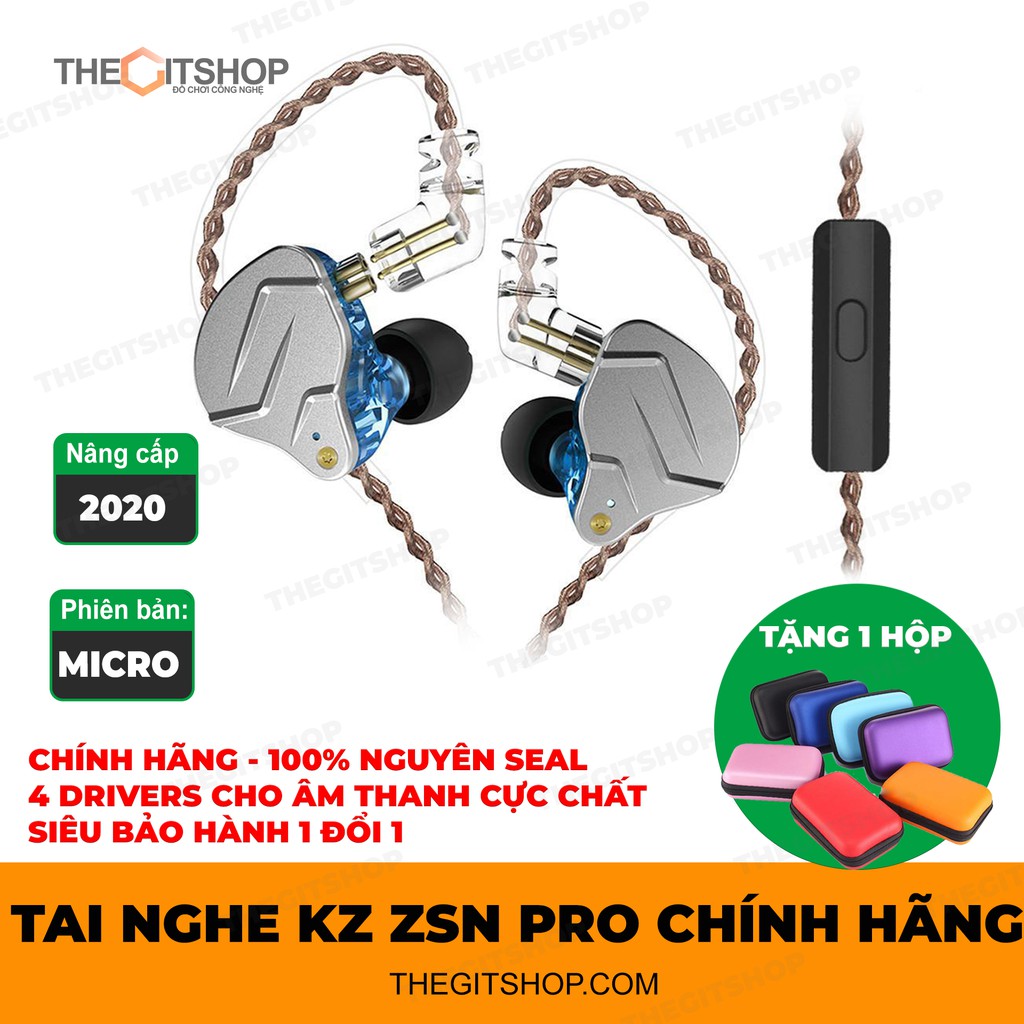 Tai nghe KZ ZSN Pro 2 Drivers mỗi bên 1BA + 1DD công nghệ Hybird Hifi thể thao chơi game vỏ kim loại chống ồn