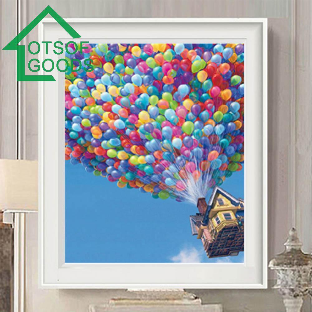 Tranh thêu trang trí thủ công 5D hình ngôi nhà