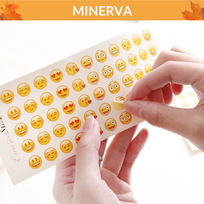Set 3 tờ sticker nhãn dán emoji biểu tượng cảm xúc dễ thương trang trí sổ tay, thiệp, lịch để bàn, quà tặng