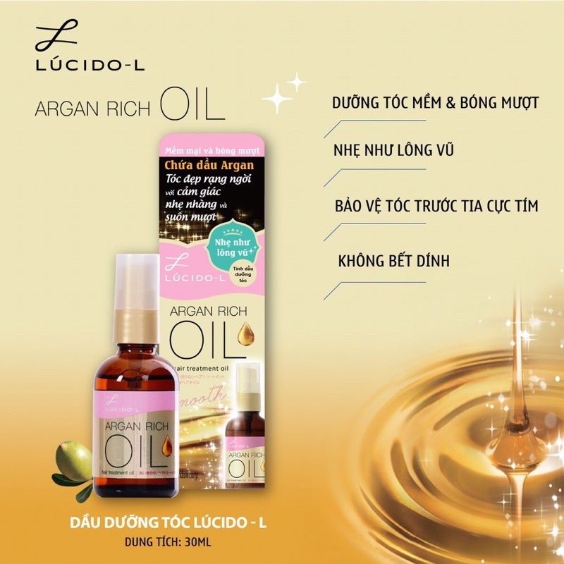 Tinh dầu dưỡng tóc Lucido_ L Argan Rich Oil( phục hồi tóc hư tổn)_ Nhập nhật bản