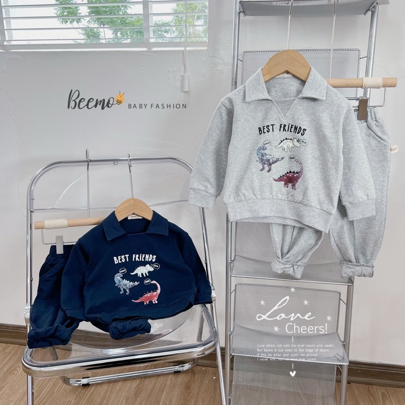 Bộ Polo khủng long dài tay bé trai