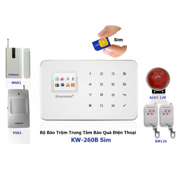 BỘ BÁO TRỘM QUA ĐIỆN THOẠI KW-260 SIM