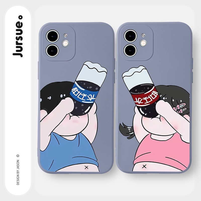 Ốp lưng JURSUE hoạt hình cặp đôi dễ thương đẹp cho iPhone 13 12 11 Pro Max SE 2020 X XR XS 8 7 ip 6S 6 Plus Y2048
