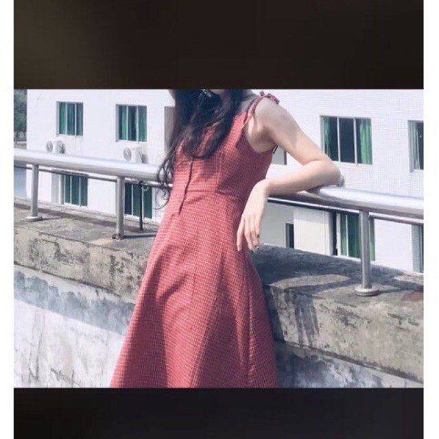 Váy thô hai dây kẻ caro Ulzzang