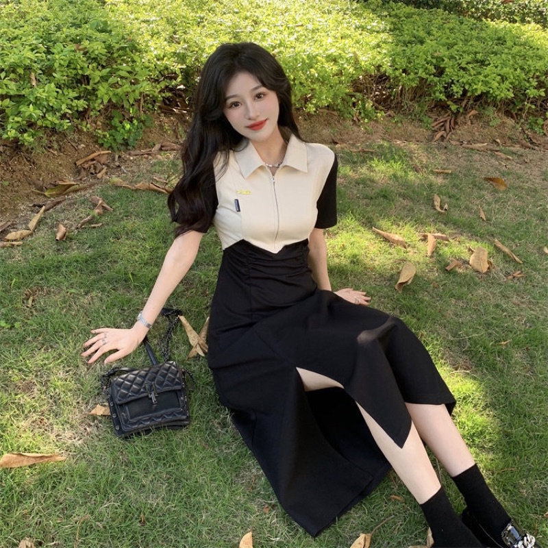 Đầm Polo Kéo Khoá Ngực Chìm Hàng Quảng Châu