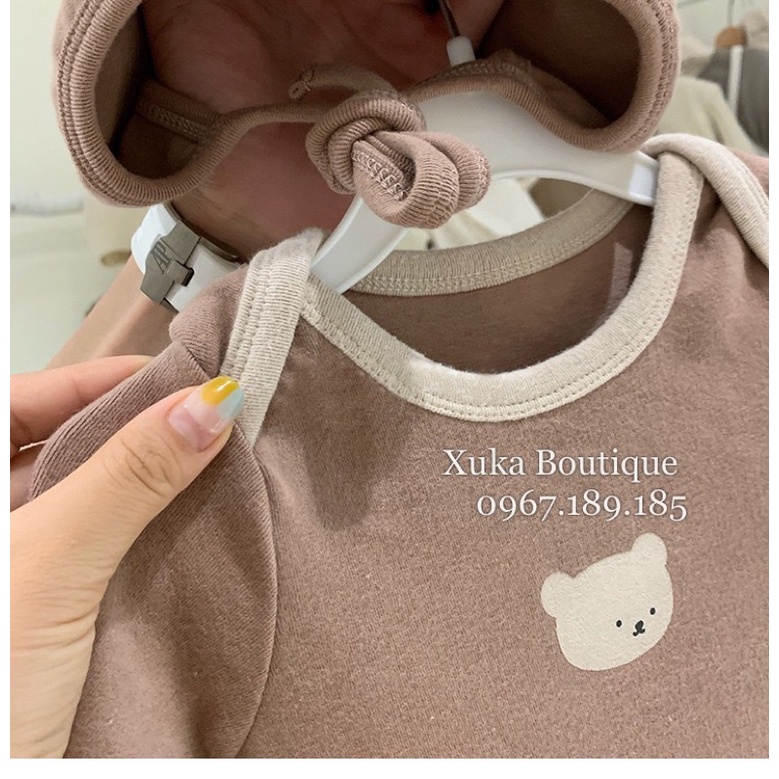 Bộ Đồ Thỏ Gấu Kèm Mũ 3  Màu Thu Đông Cho Bé QCCC