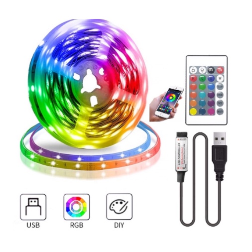 💥 Dây đèn LED RGB DC5V 5M 4M 3M 1M Bluetooth RGB TV Loại Dùng APP Điện Thoại Và Dùng Remote