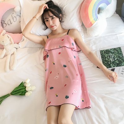 Đầm ngủ lụa 2 dây, váy ngủ lụa dễ thương dành cho nữ mùa hè hàng quảng châu | BigBuy360 - bigbuy360.vn