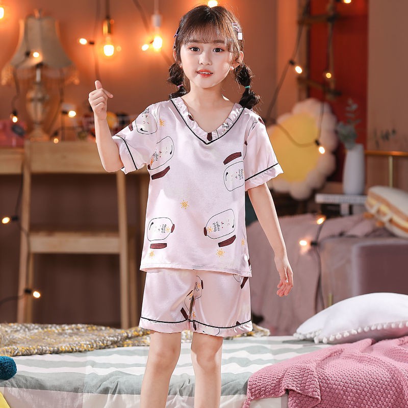 2 tuổi đồ ngủ ｜ Vị trí thứ ba về doanh số bán trẻ em của cửa hàng chúng tôi lụa băng, bé trai, em, bộ gái mặc nhà mỏng đ