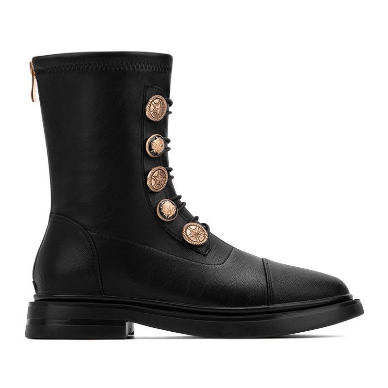 Giầy boot nữ đính cúc cao cổ và cổ thấp hàng quảng châu cao cấp