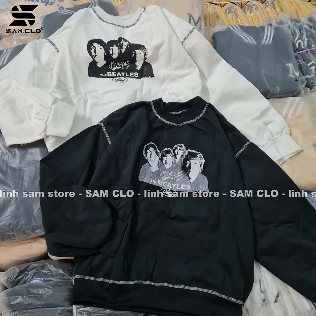 Áo sweater SAM CLO nữ nỉ tay dài ulzzang thu đông freesize dáng unisex in chữ THE BEATLES | BigBuy360 - bigbuy360.vn