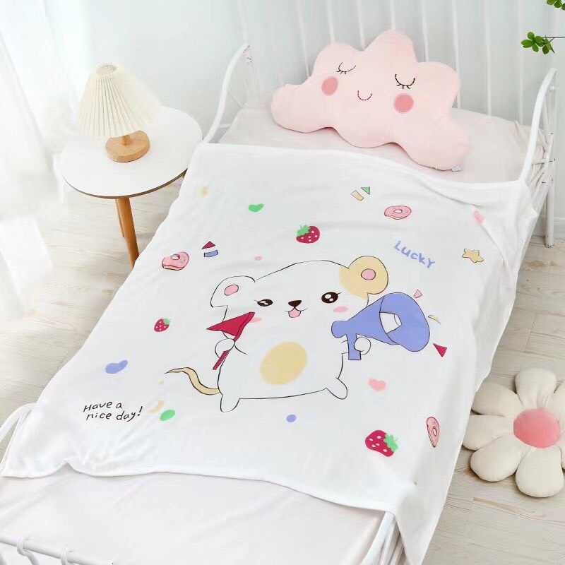 Chăn lụa coton cao cấp siêu mềm cho bé nằm điều hòa -Chăn hè thu cho bé