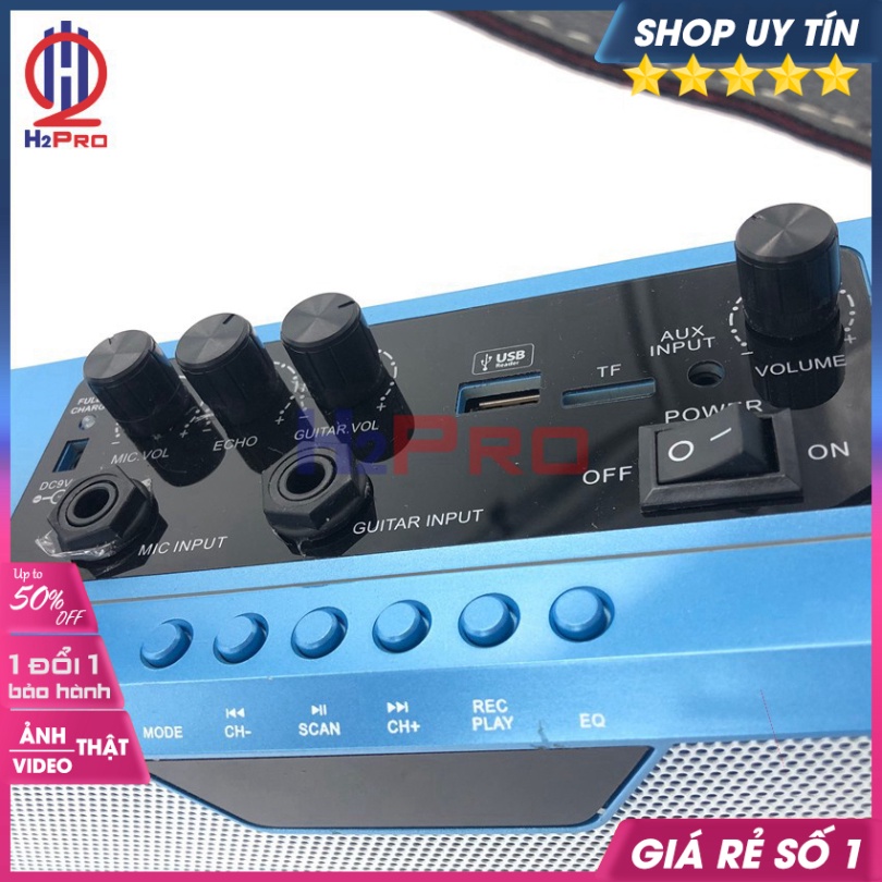 Loa Bluetooth Karaoke, Loa Xách Tay Bluetooth Billow Bl-S8 Cao Cấp 100W-Usb-Tf-Aux-Fm ( Tặng 1 Mic Ko Dây )-H2Pro Audio