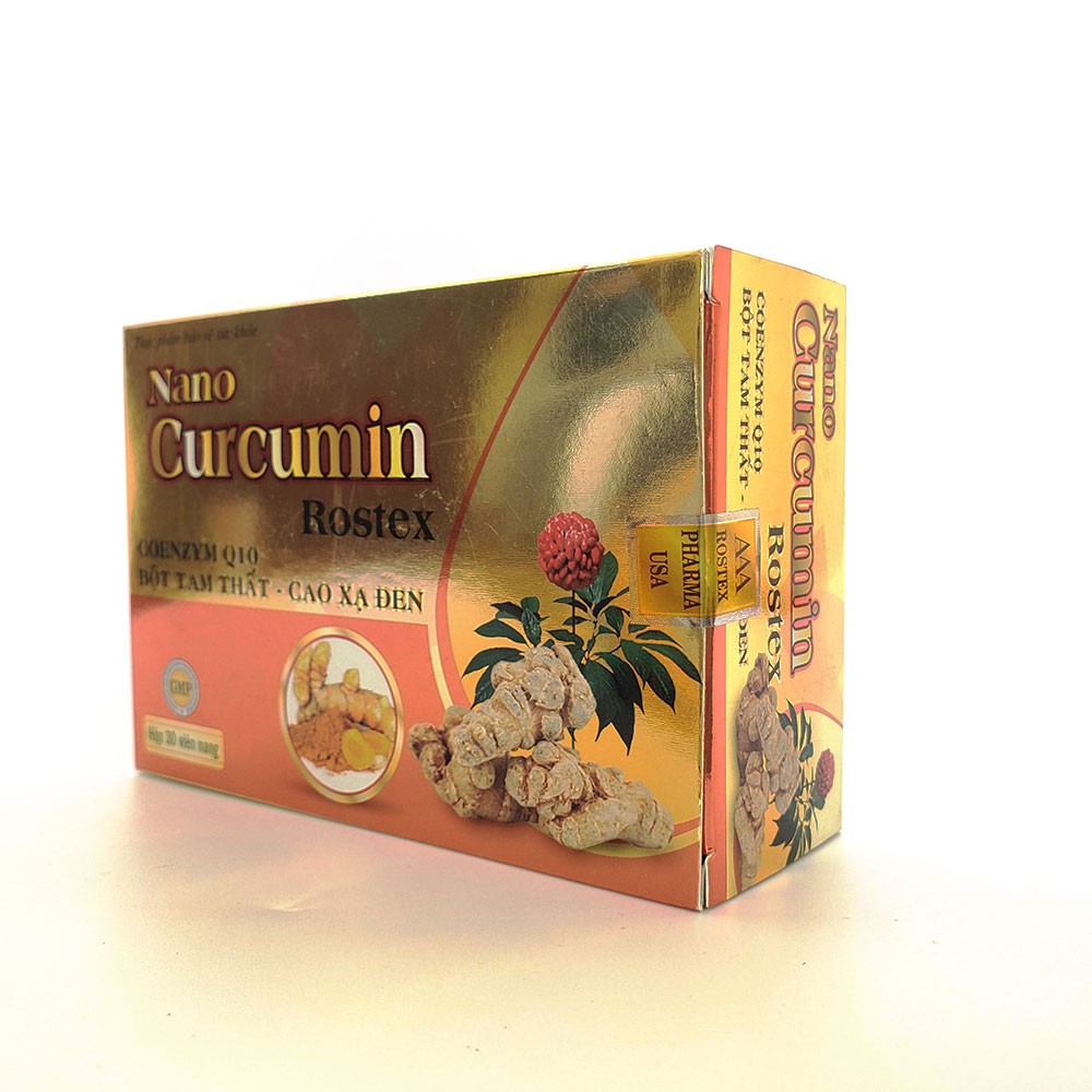 Hỗ trợ dạ dày Nano Cucurmin Rostex thành phần bột tam thất và cao xạ đen hộp 30 viên
