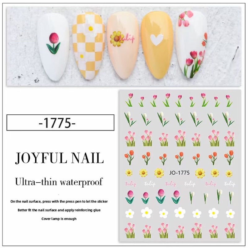 Sticker lụa hoa trang trí móng nail