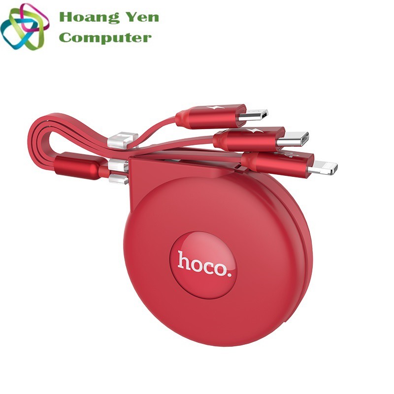 Cáp Sạc 3 Đầu Dây Rút Hoco U50 IP- Micro Usb-Type C 1M-BH 6 Tháng 1 đổi 1 (MÀU SẮC NGẪU NHIÊN)