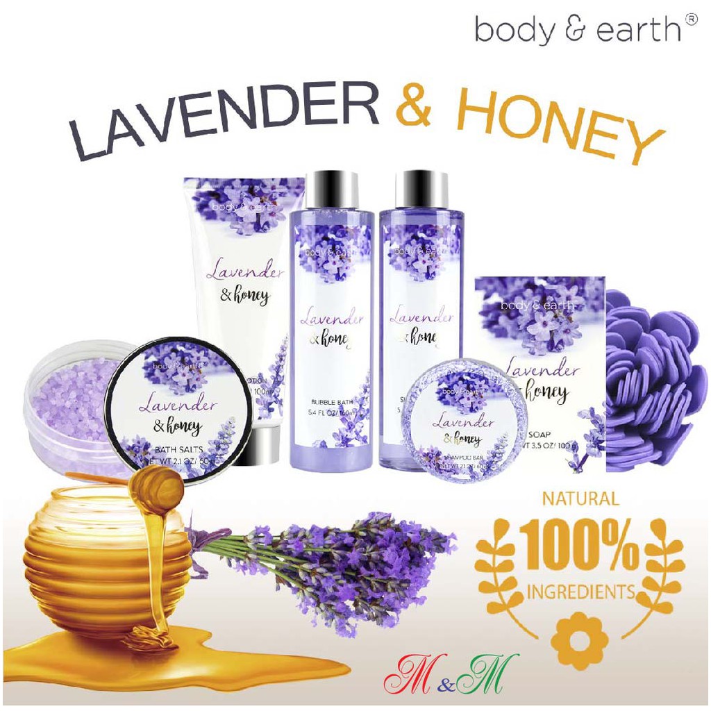 Bộ quà tặng - tắm và gội -  Hương LAVENDER & HONEY (8 món) | USA