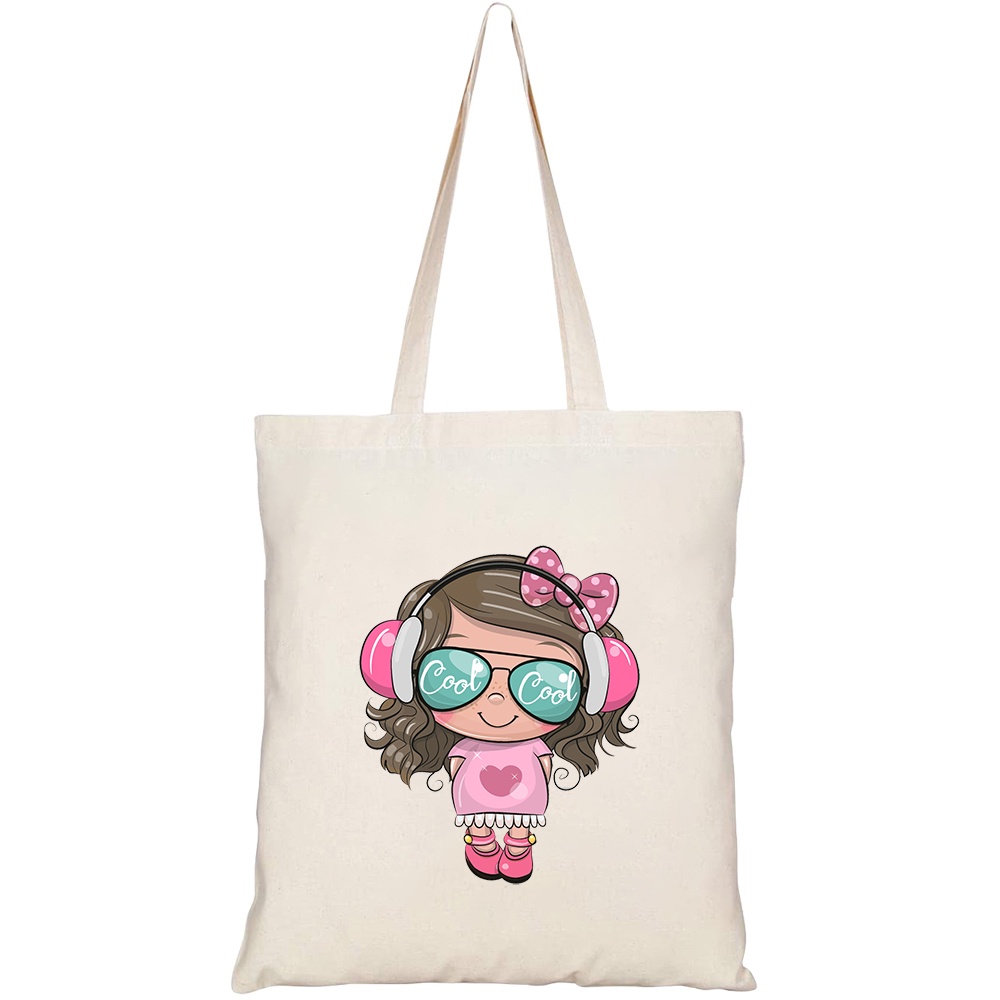 Túi vải tote canvas HTFashion in hình cool cartoon cute girl sun HT402