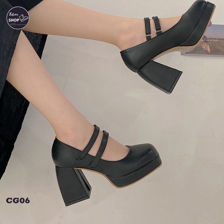 [Hàng Sẵn] [Ảnh Thật] [Freeship] Giày Cao Gót 2 Quai Đế Cao 10 Phân - CG06