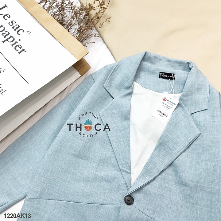 Blazer áo khoác vest 2 lớp trơn túi xéo màu xanh ngọc THOCA HOUSE sang trọng xu hướng Hàn Quốc, dễ phối đồ | BigBuy360 - bigbuy360.vn