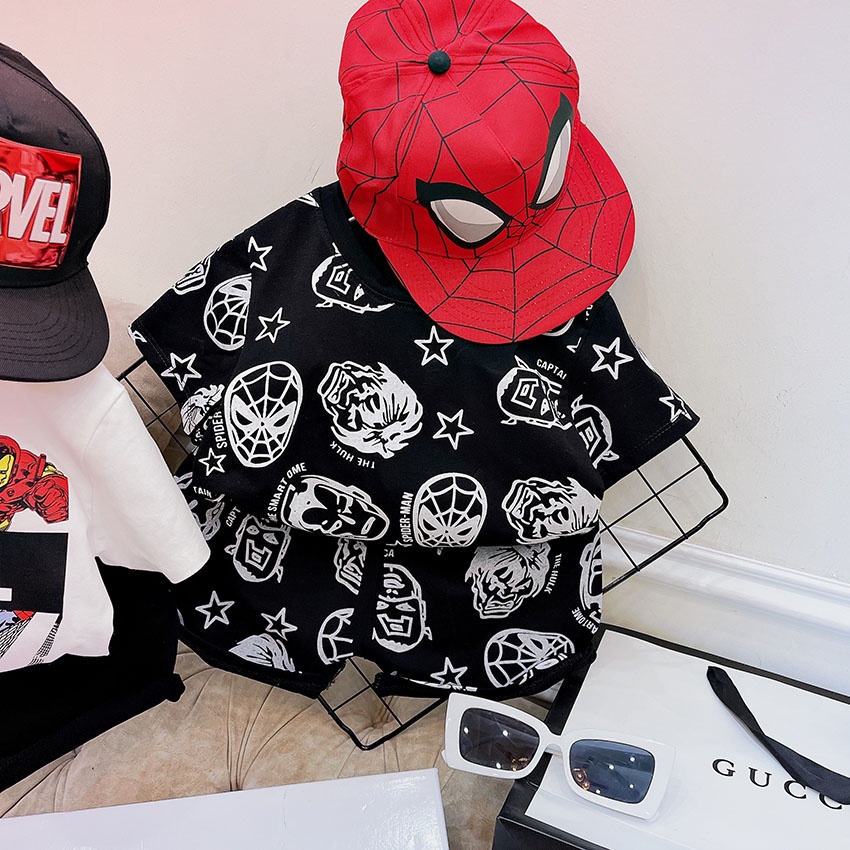 Bộ Quần Áo Cộc Tay In Siêu Nhân MARVEL Vải Coton Tàu Loại 1 Cho Bé Từ 7-19kg Mã CT12