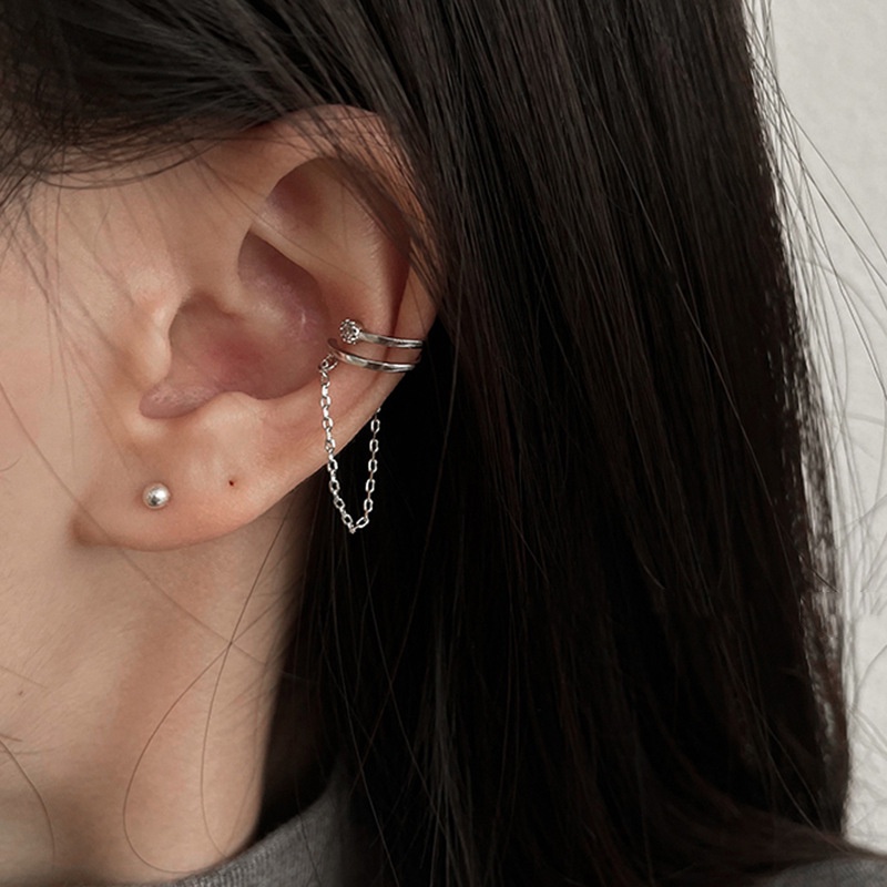 Khuyên Tai Bông Tai Nữ Kẹp Vành Tai 2 Vòng Không Cần Xỏ Lỗ EC12