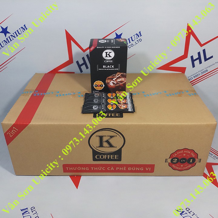 03 hộp Cà phê đen K Coffee Black Phúc Sinh Hộp 255g (15 gói dài * 17g)