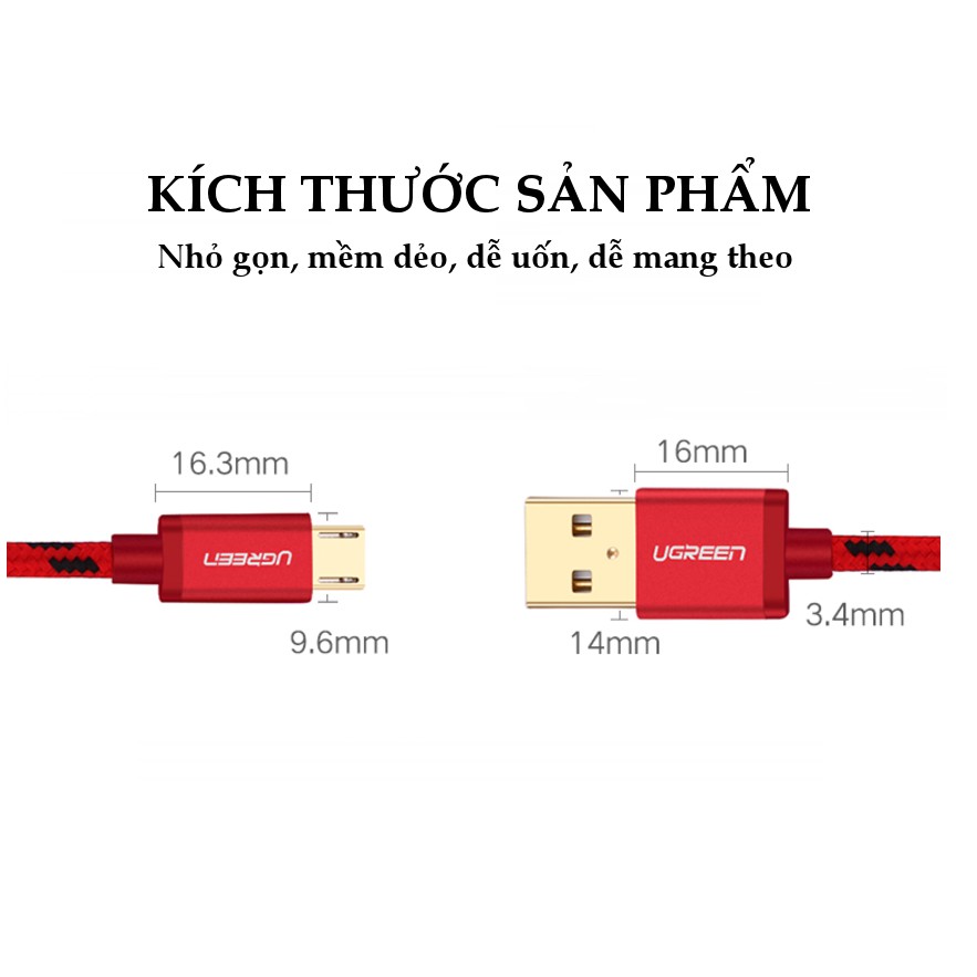 Cáp sạc và truyền dữ liệu Micro USB dài từ 0.5m đến 2m UGREEN US246