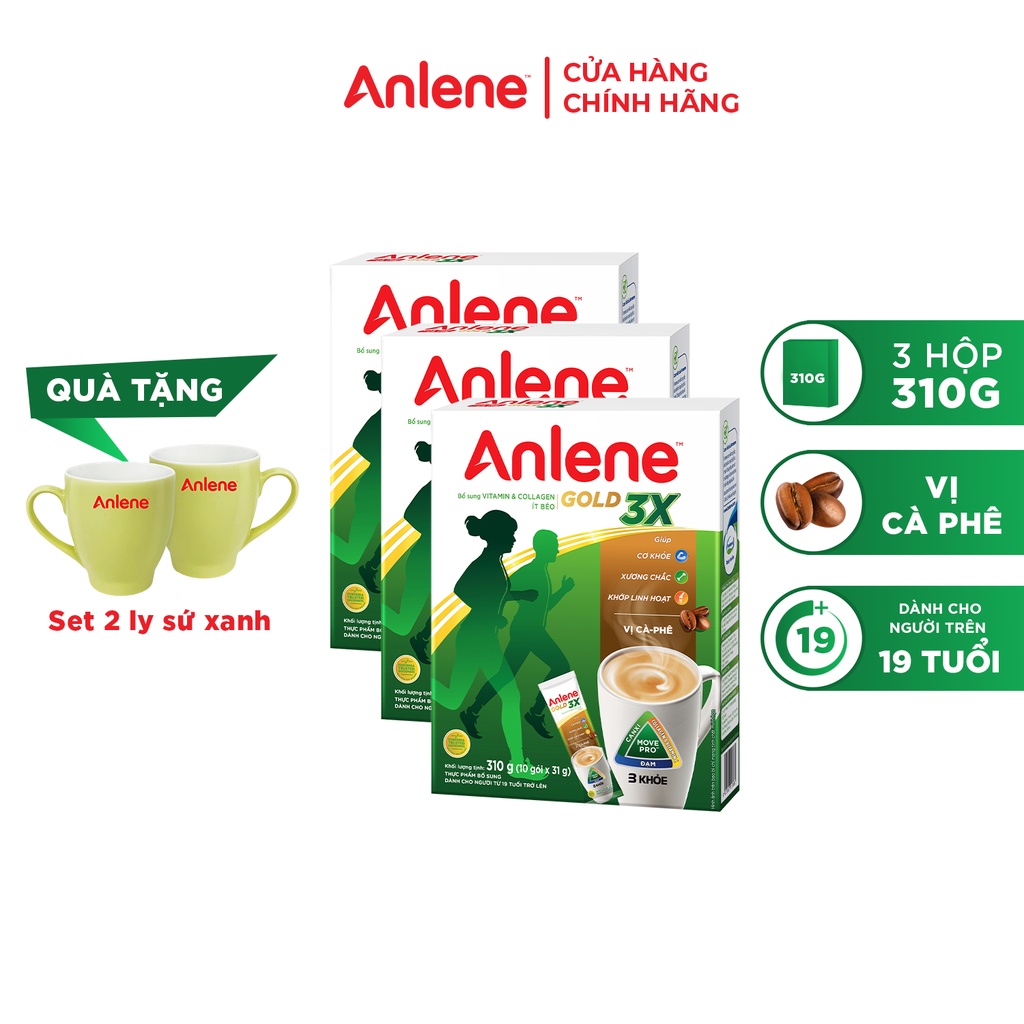 Combo 3 Hộp Sữa Bột Anlene Movemax Hương Cà phê 310g/hộp