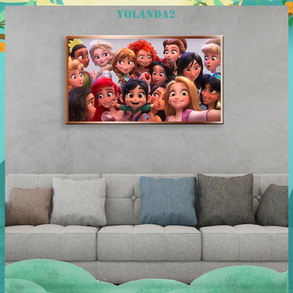 Bộ 2 Tranh Đính Đá Diy Hình Công Chúa Hoạt Hình Dùng Trang Trí Phòng