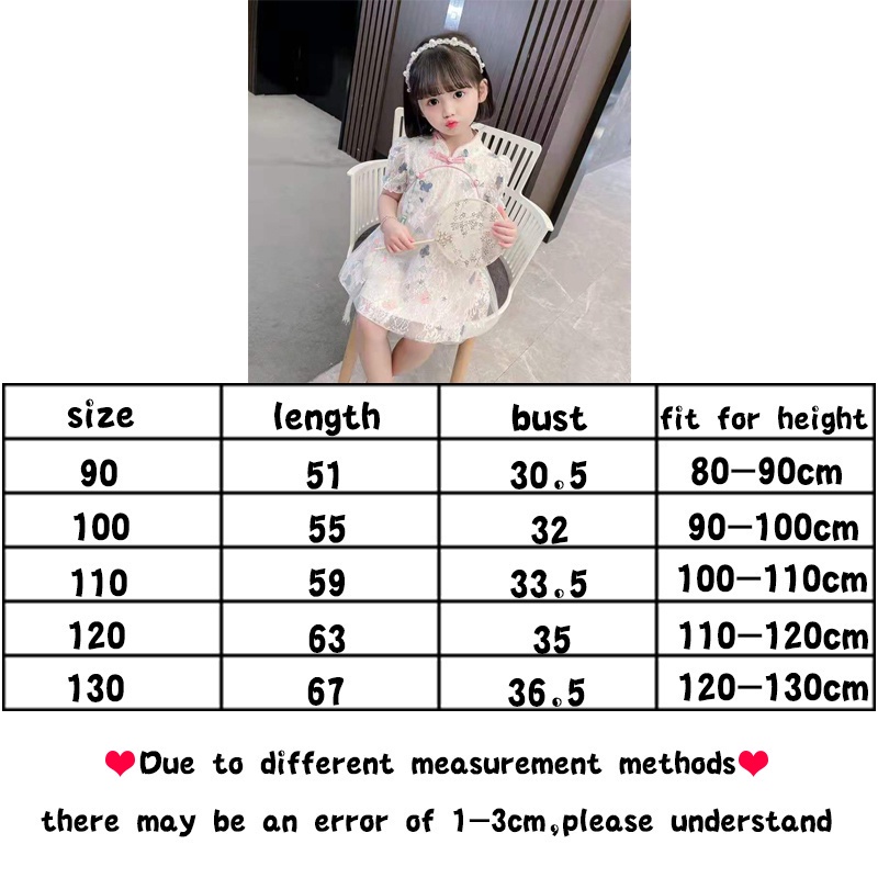 Đầm sườn xám công chúa phối ren hoa thiết kế phong cách thời trang Trung Hoa mùa hè mới cho bé gái