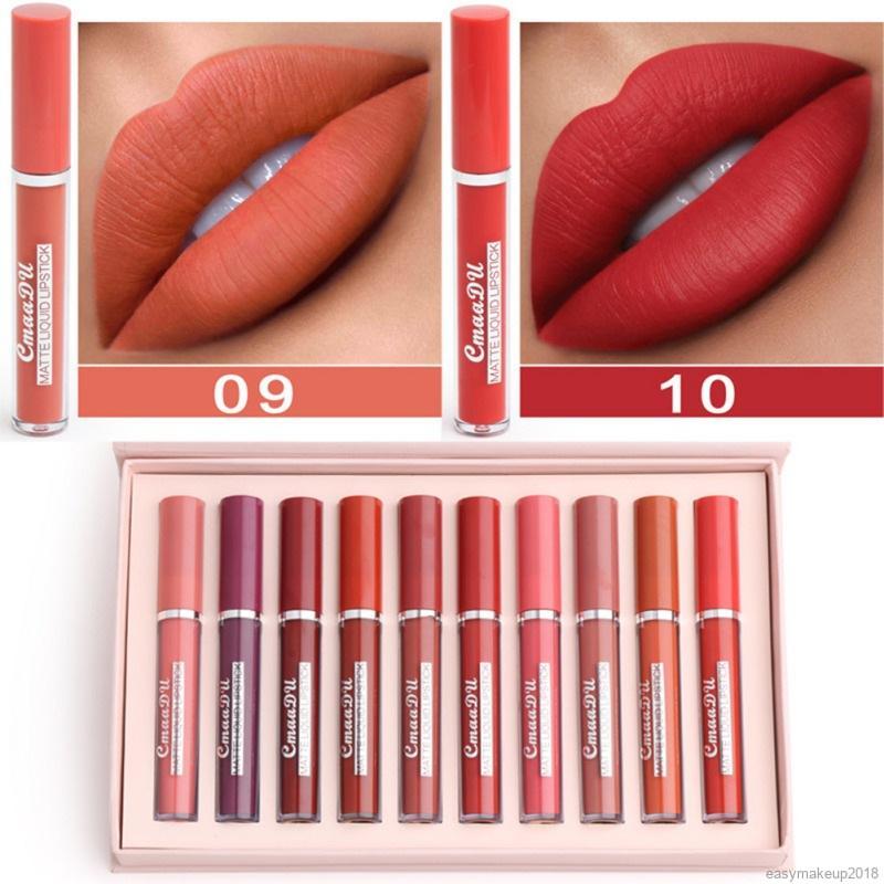 [Hàng mới về] Bộ 10 son kem lì CmaaDU lâu trôi chống thấm nước | BigBuy360 - bigbuy360.vn